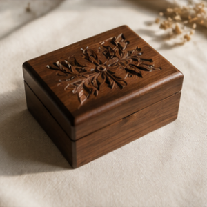 Carved Walnut Trinket Box