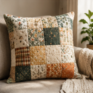 Quilted Patchwork Pillow Cover