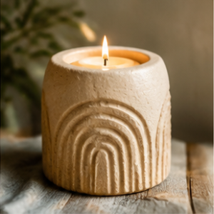 Textured Clay Candle Holder